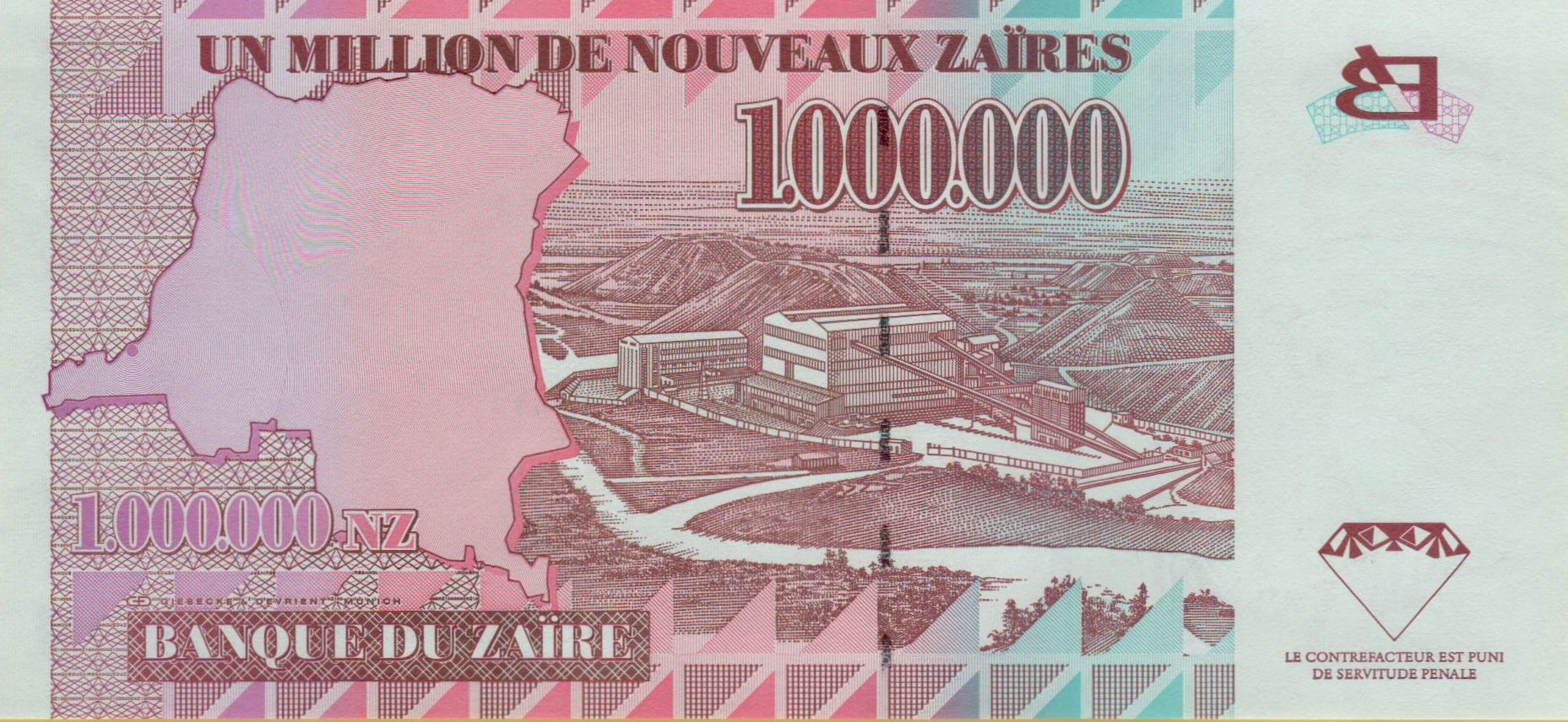Zaire 1000000 1996 UNC P-79